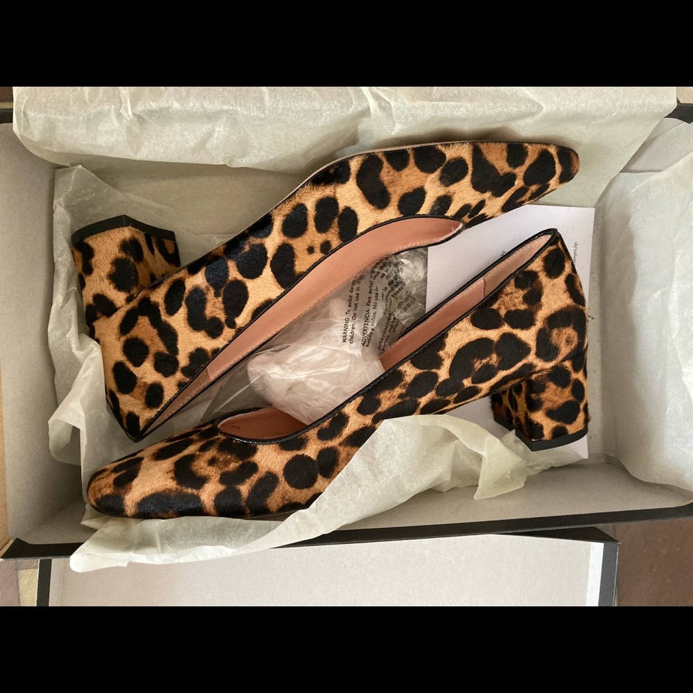 J. Crew leopard Haircalf classic block heel pump